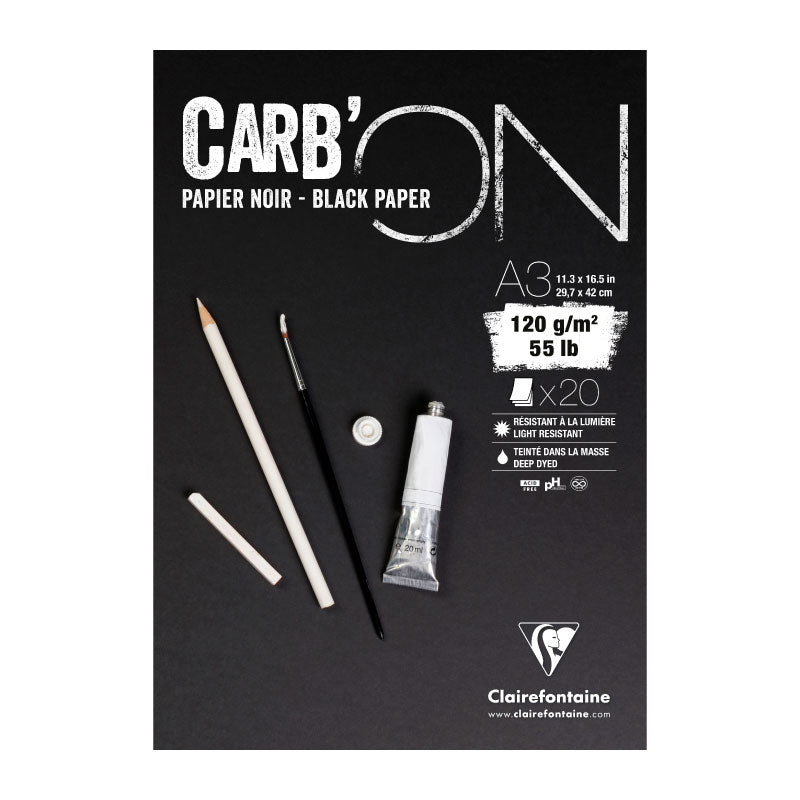 CLAIREFONTAINE Carb ON Pad A3 120g 20s Black