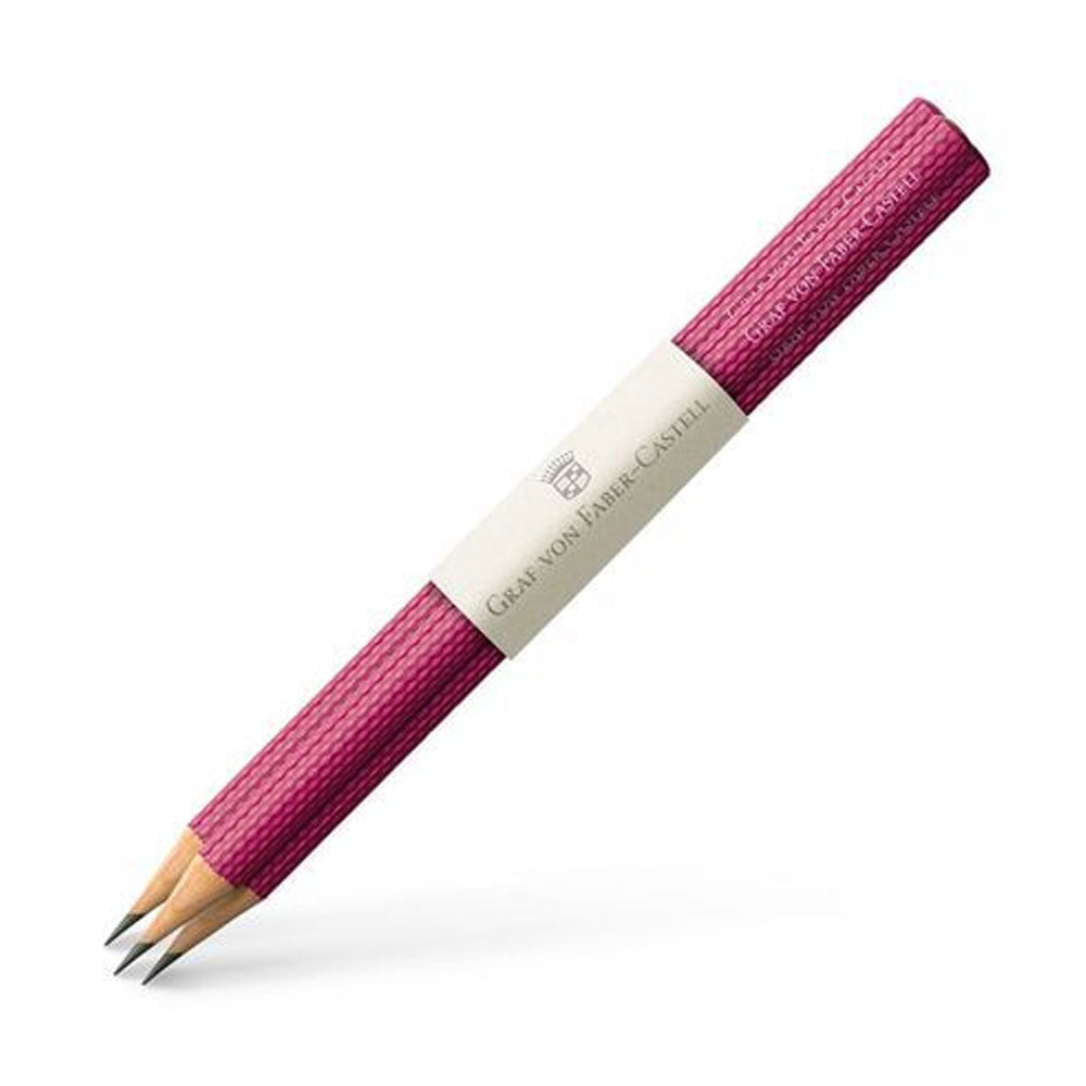 GRAF VON FABER CASTELL Guilloche 3 Graphite Pencils Electric Pink