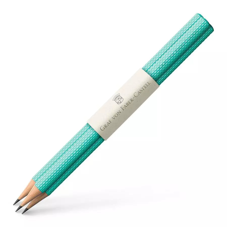 GRAF VON FABER CASTELL Guilloche 3 Graphite Pencils Turquoise