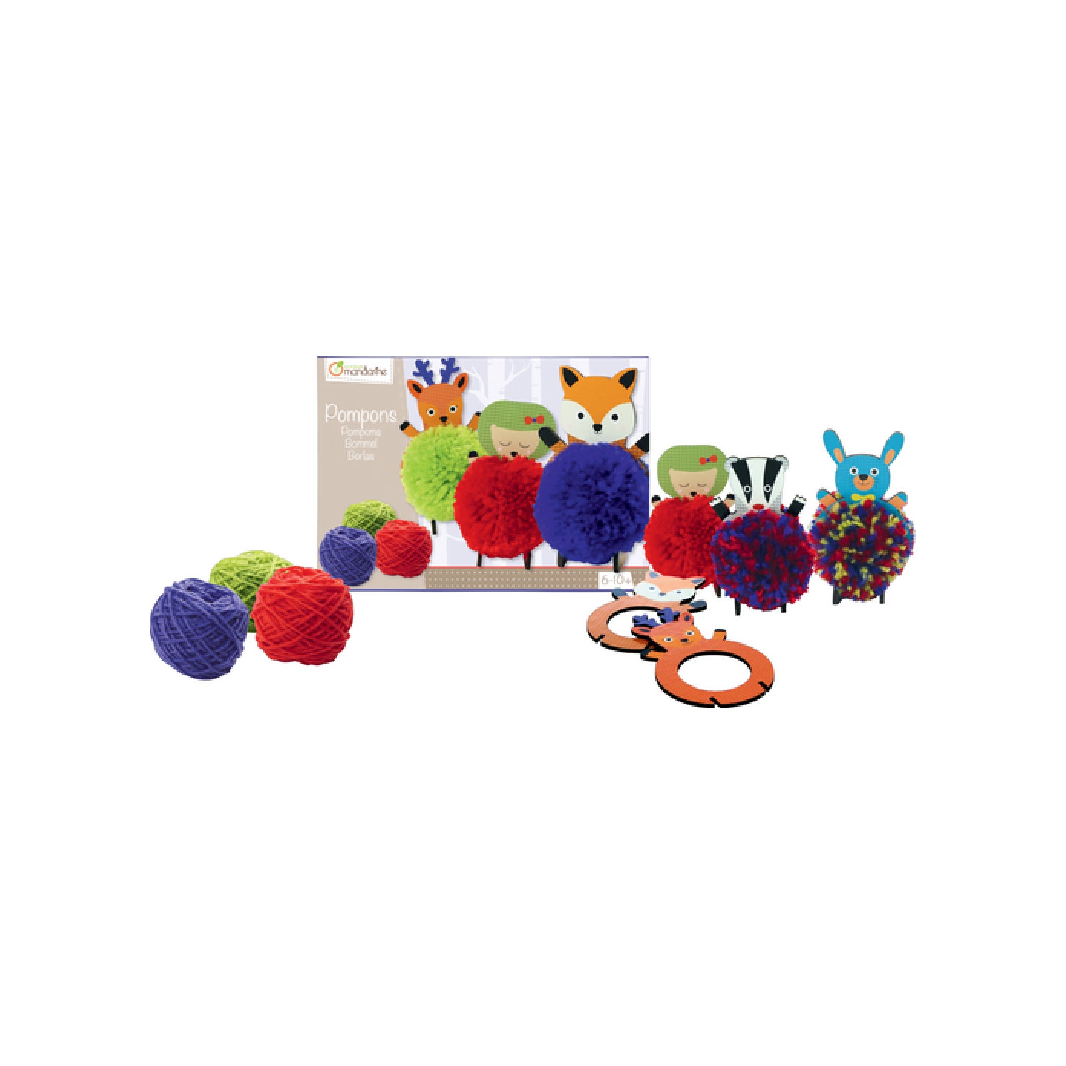AVENUE MANDARINE Creative Box Pompoms to hang Animals Default Title