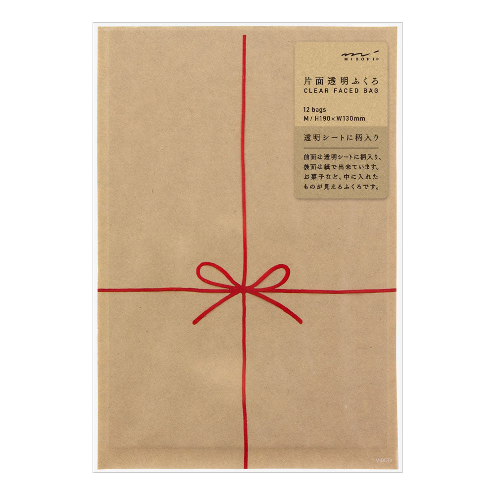 CHOTTO Clear Faced Bag M Front Prints-Ribbon Red