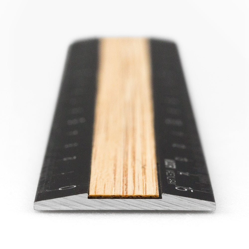 MIDORI Aluminium Wooden Ruler 15cm Black