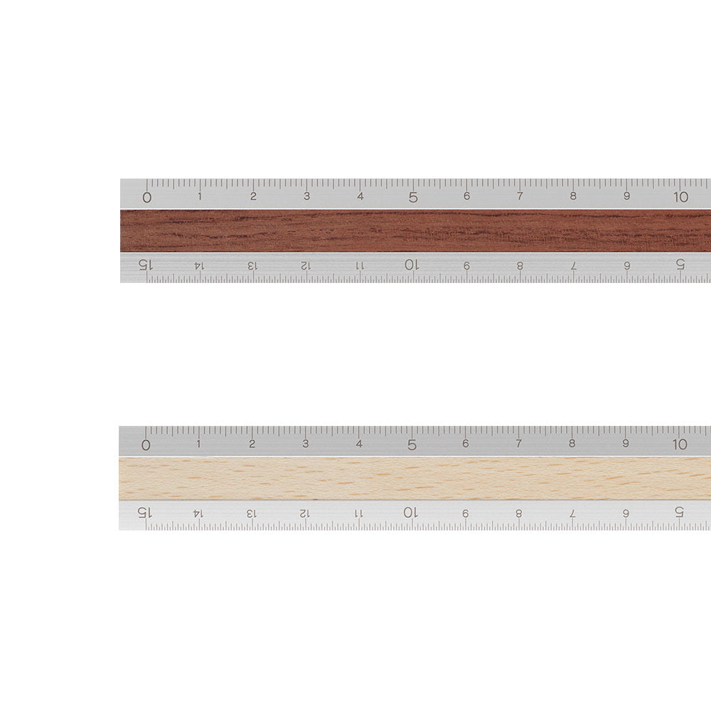 MIDORI Aluminium Wooden Ruler 15cm Light Brown