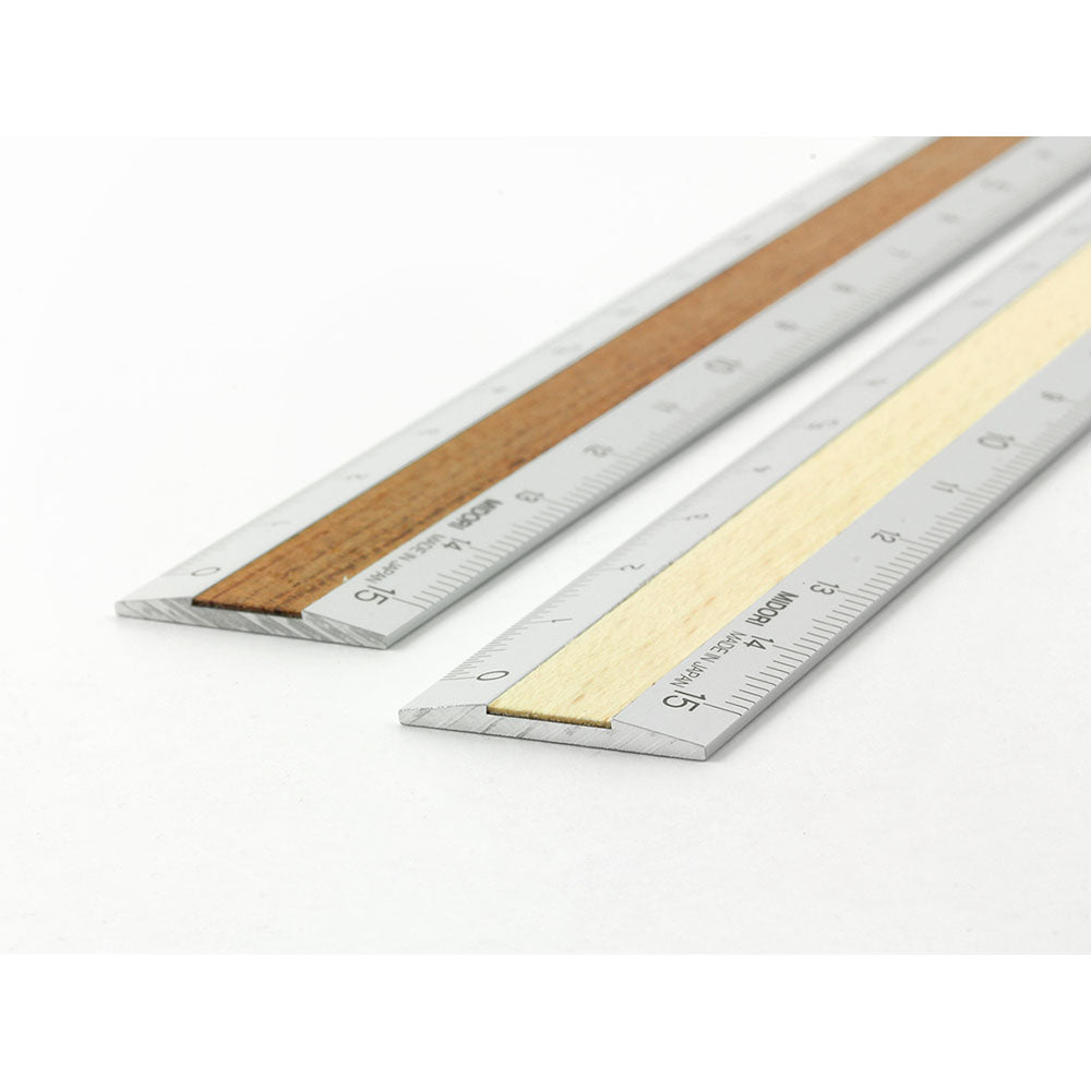 MIDORI Aluminium Wooden Ruler 15cm Light Brown