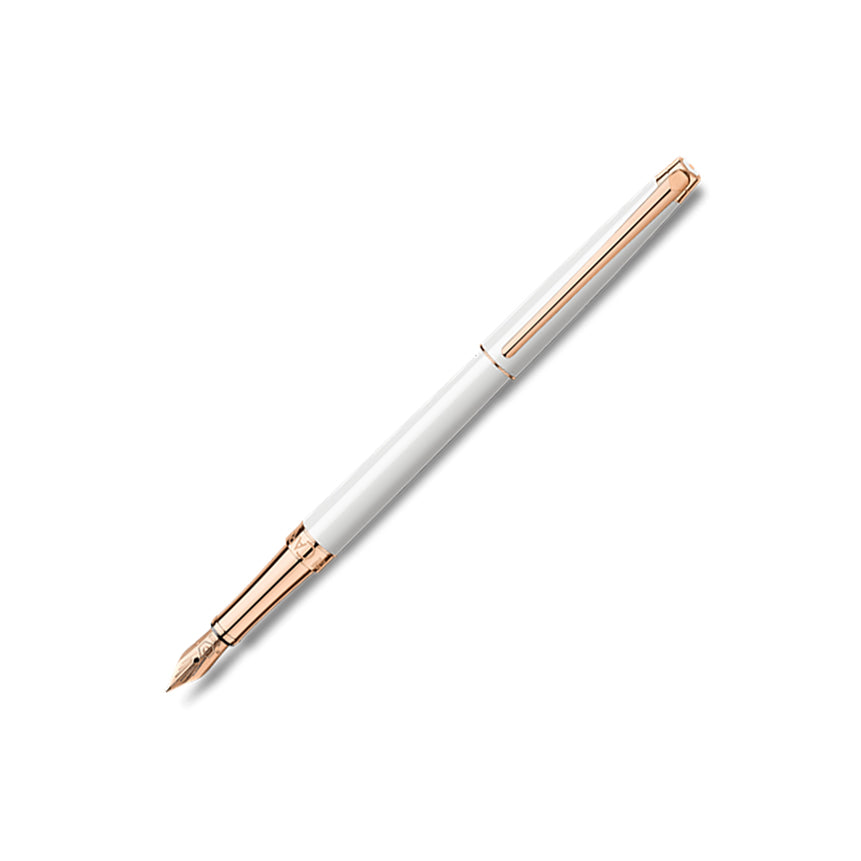 CARAN d'ACHE Leman Allure White Rose Gold Fountain Pen-Medium Default Title