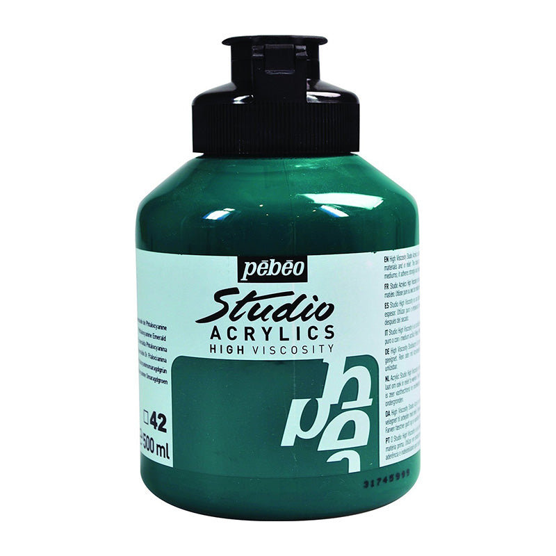 PEBEO Studio Acrylics High Viscosity 500ml Phthalocyanine Green