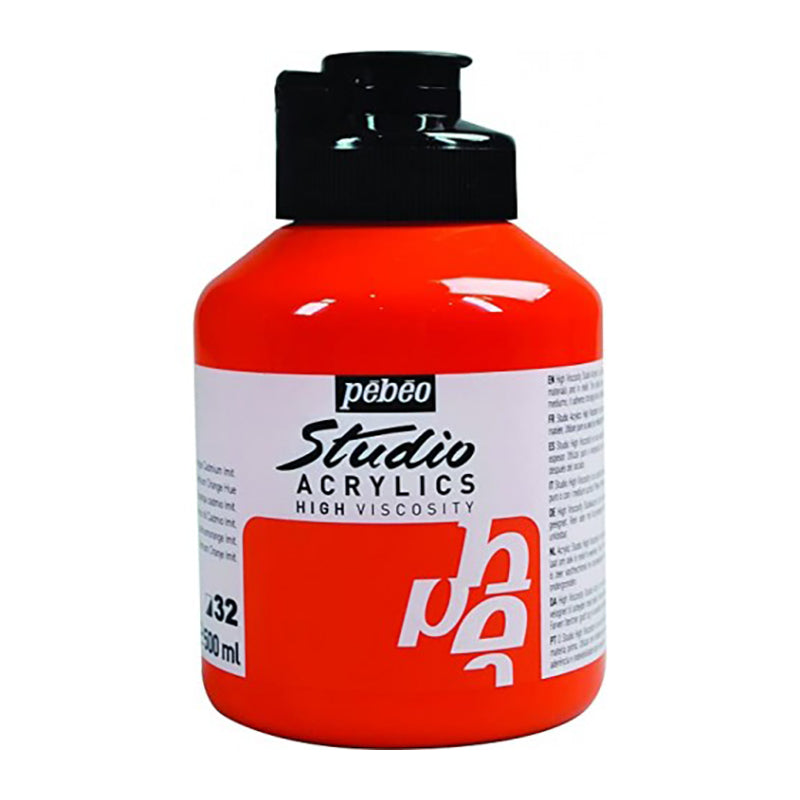PEBEO Studio Acrylics High Viscosity 500ml Cadmium Orange Hue