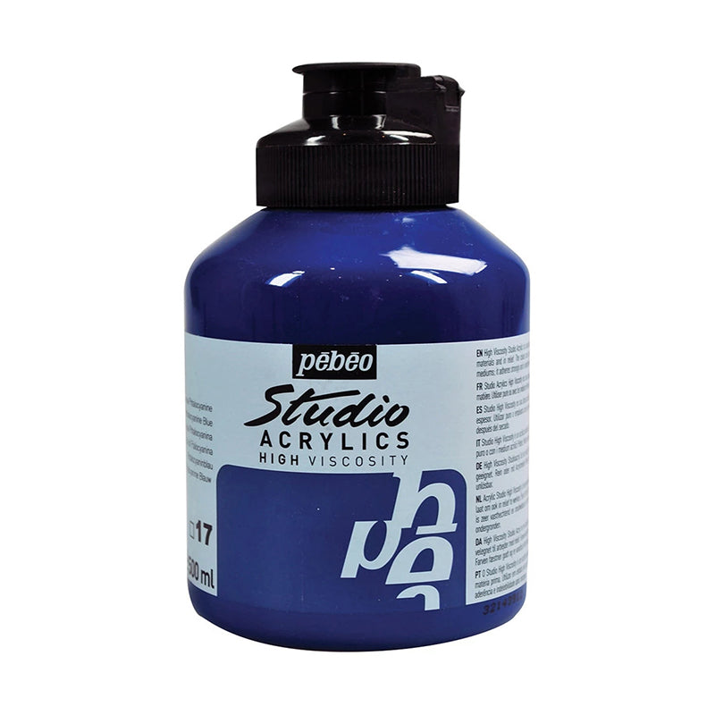 PEBEO Studio Acrylics High Viscosity 500ml Phthalocyanine Blue