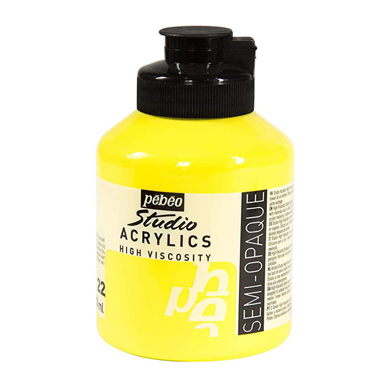 PEBEO Studio Acrylics High Viscosity 500ml Lemon Cadmium Yellow