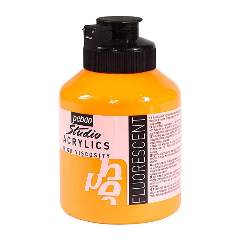 PEBEO Studio Acrylics High Viscosity 500ml Fluorescent Orange