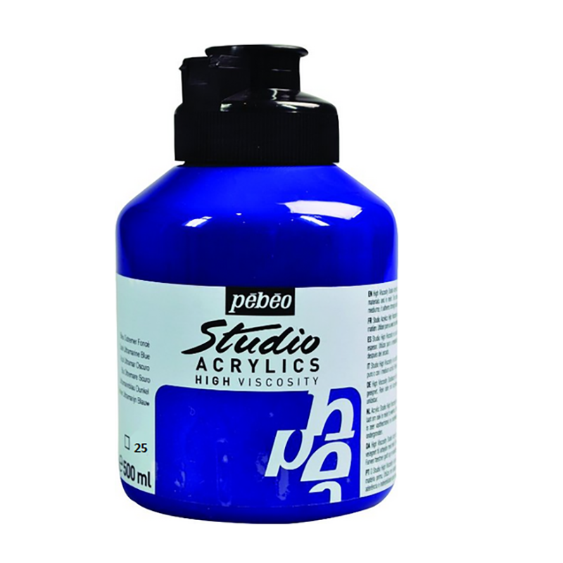 PEBEO Studio Acrylics High Viscosity 500ml Light Ultramarine Blue