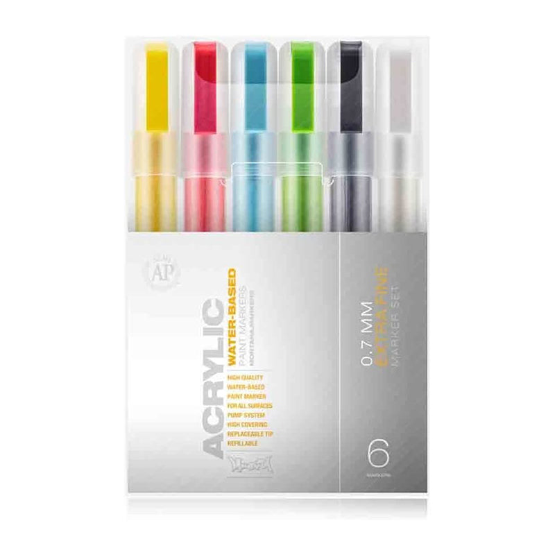 MONTANA Acrylic Marker Set-Fluorescent 0.7mm 6s