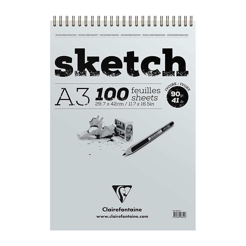 CLAIREFONTAINE Sketch Wirebound A3 90g 100s Ivory Default Title