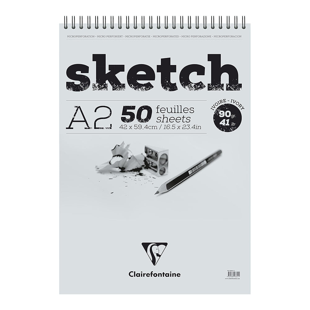CLAIREFONTAINE Sketch Wirebound A2 90g 50s Ivory