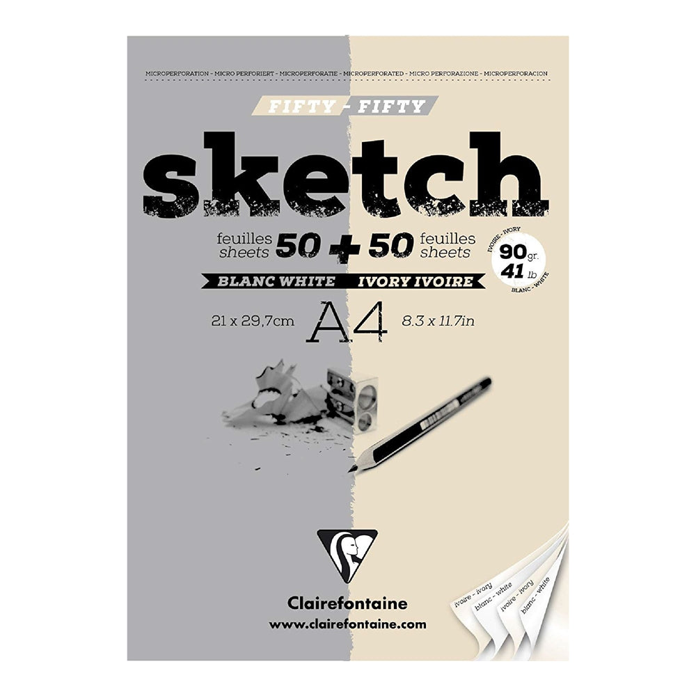 CLAIREFONTAINE Sketch Pad A4 90g 100s White & Ivory Default Title