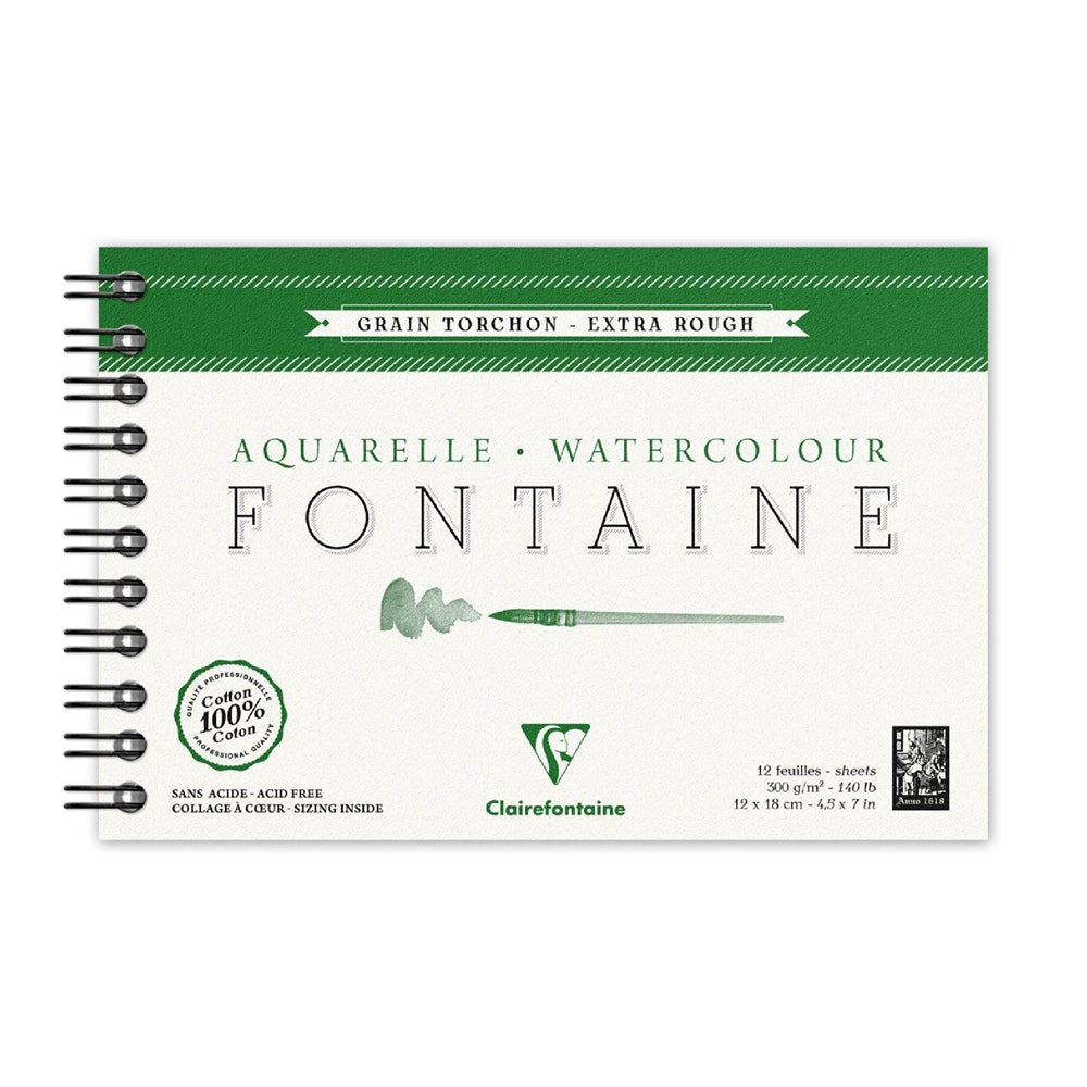 CLAIREFONTAINE Fontaine Wirebound Extra Rough 300g 12x18cm 12s Default Title