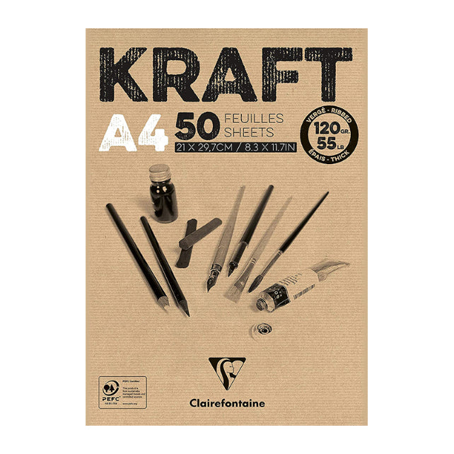 CLAIREFONTAINE Kraft Pad A4 120g 50s Brown Default Title
