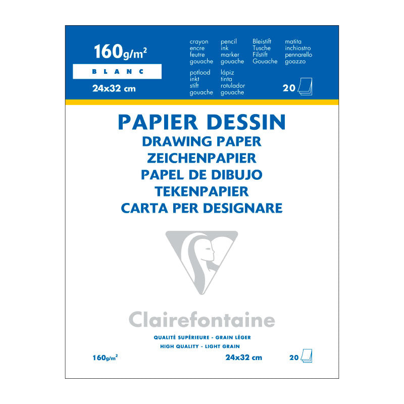 CLAIREFONTAINE Drawing Paper Pad 160g 24x32cm 20s