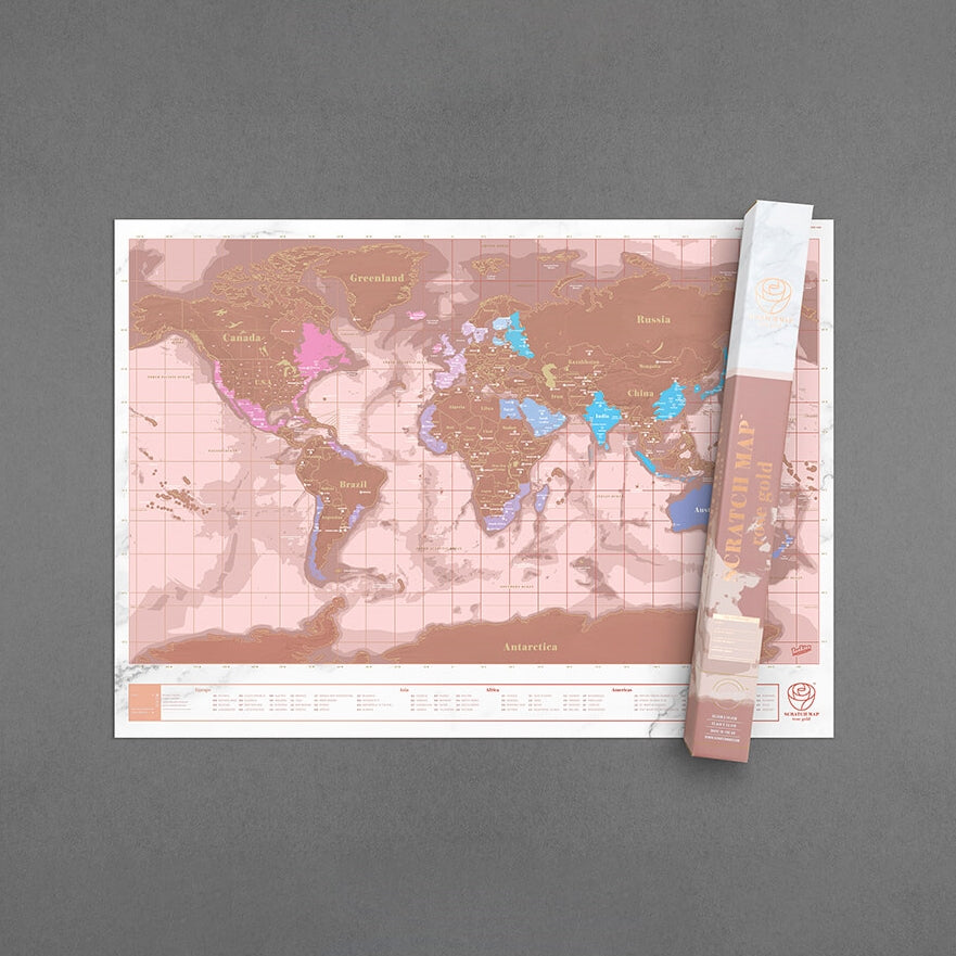 SCRATCH MAP Rose Gold Edition 59.4x82.5x0.2cm