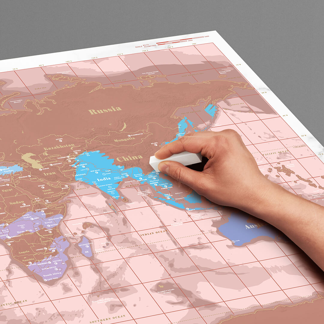 SCRATCH MAP Rose Gold Edition 59.4x82.5x0.2cm