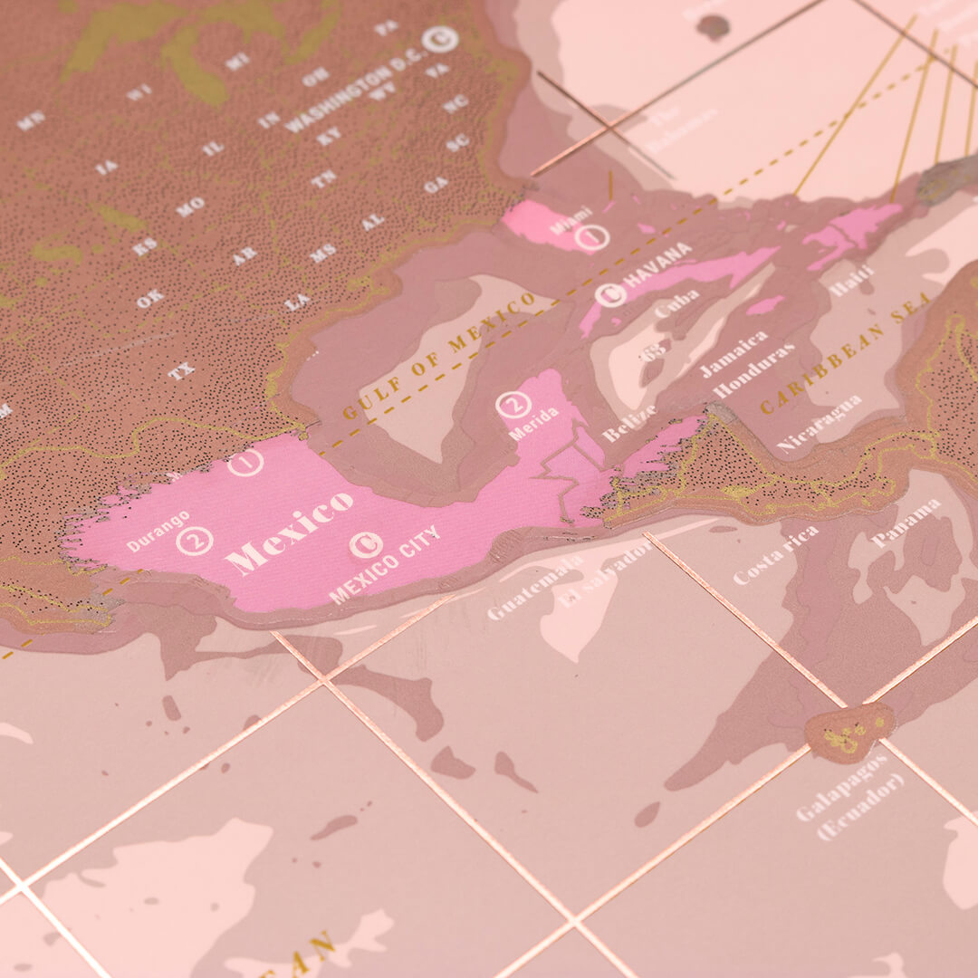 SCRATCH MAP Rose Gold Edition 59.4x82.5x0.2cm