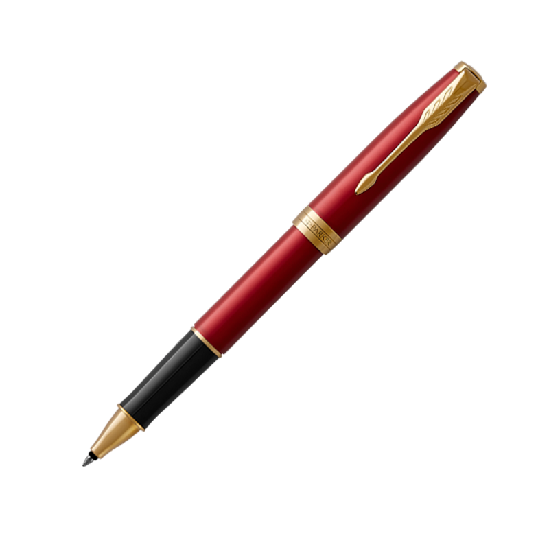 PARKER Sonnet Shiny Red Laquer with Gold Trim Roller Ball
