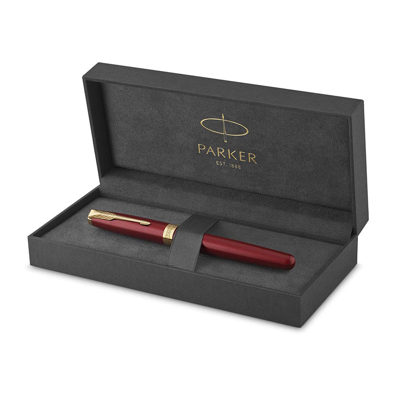 PARKER Sonnet Shiny Red Laquer with Gold Trim Roller Ball