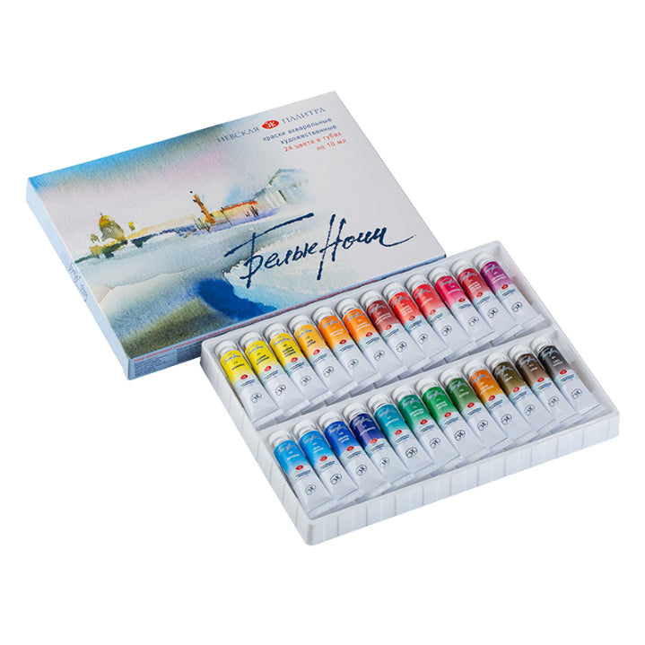 WHITE NIGHTS Artists Watercolour Set 24x10ml Tubes