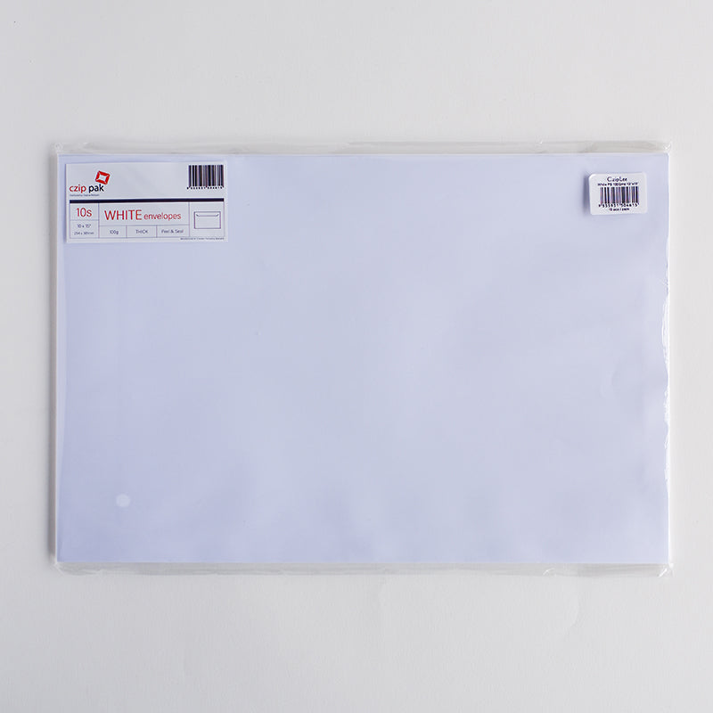 WHITE Envelopes 10"x15" 100g 10s THICK Peel & Seal