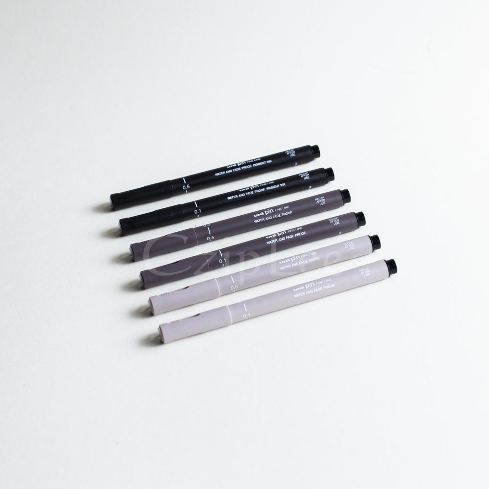 UNI pin Fine Line 6pc/Set Grey