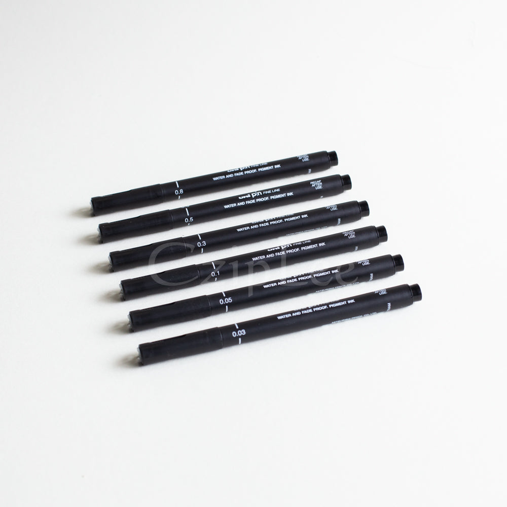 UNI pin Fine Line 6pc/Set Black