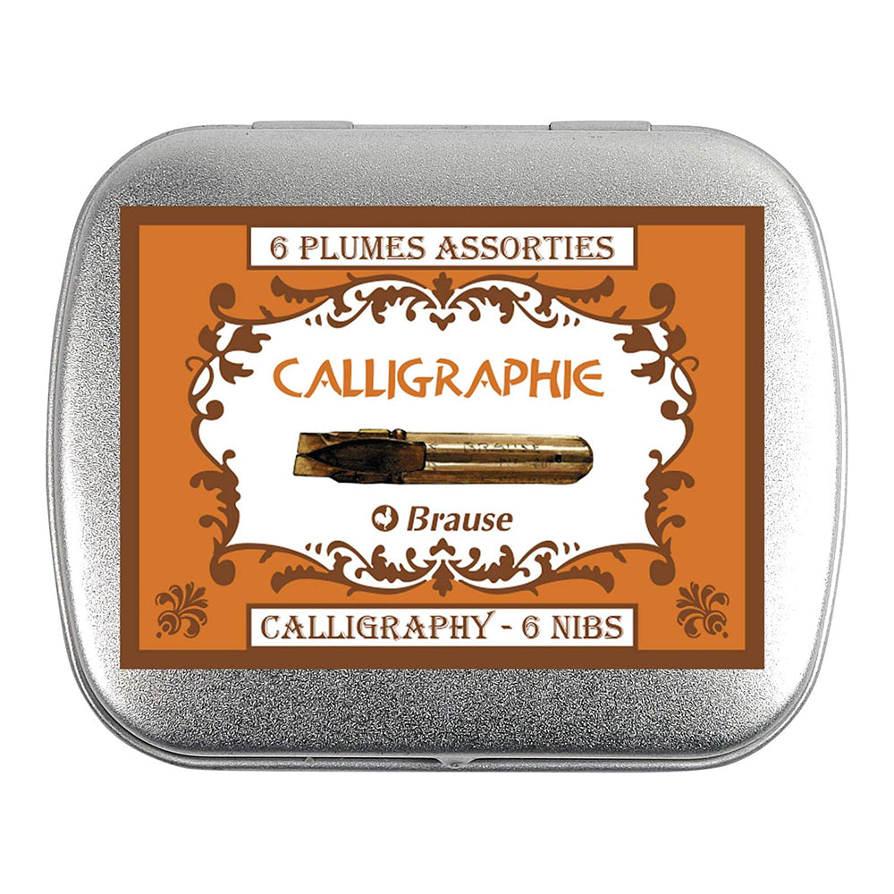 BRAUSE Metal Box of 6 Nibs - Calligraphy