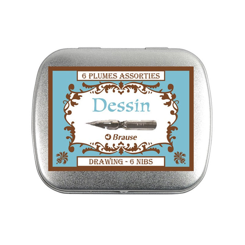 BRAUSE Metal Box of 6 Nibs - Drawing