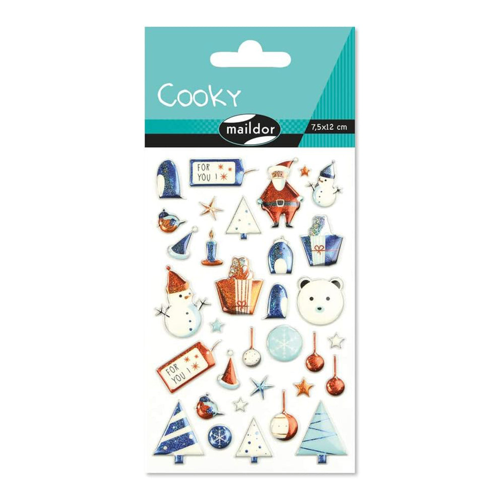 MAILDOR 3D Stickers Cooky Xmas for Children Blue