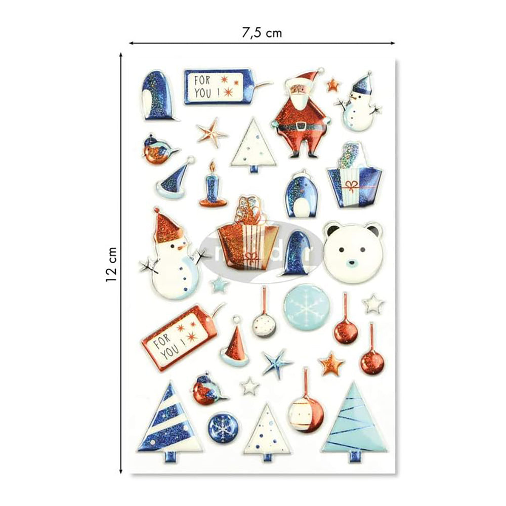 MAILDOR 3D Stickers Cooky Xmas for Children Blue