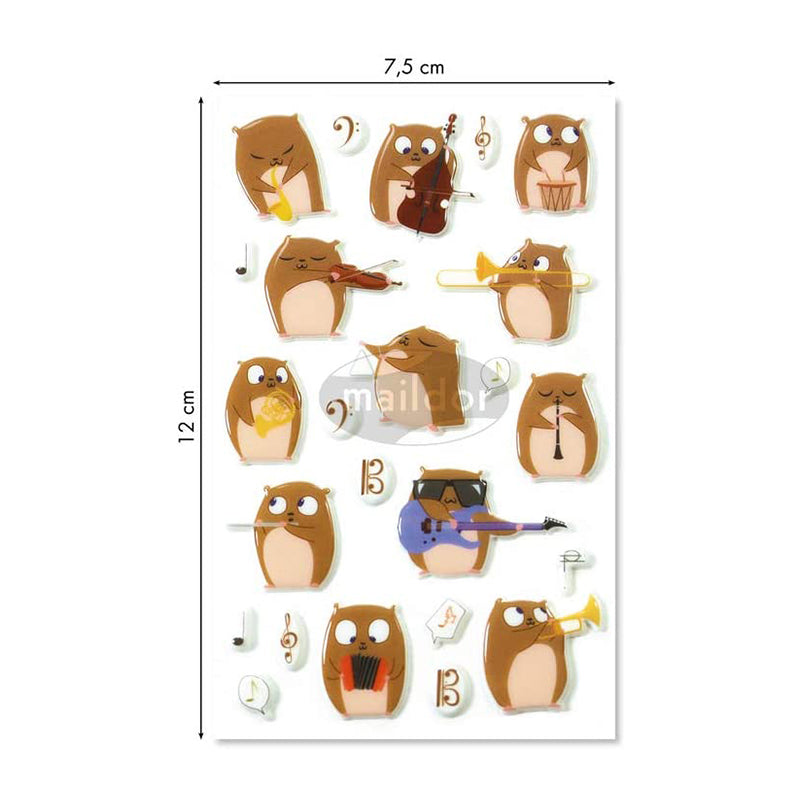 MAILDOR 3D Stickers Cooky Musicians Hamster 1s Default Title