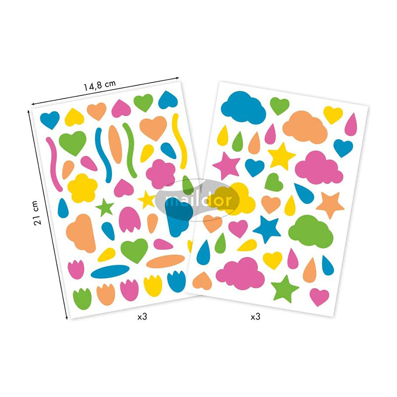 MAILDOR Geo Stickers Baby Fluo!Neon Multishapes 6s