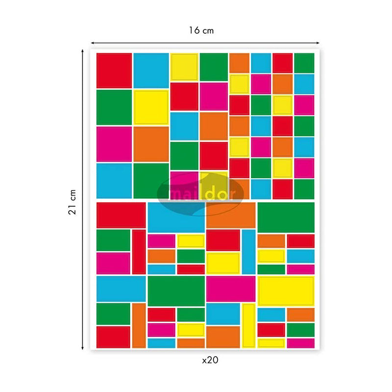 MAILDOR Geo Stickers Multicolour Sq/Rect 20s Default Title
