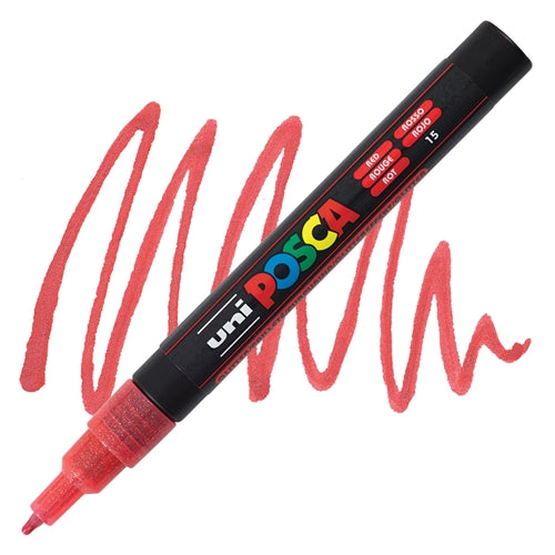 UNI POSCA Marker Fine Bullet 1.5mm Glitter-Red