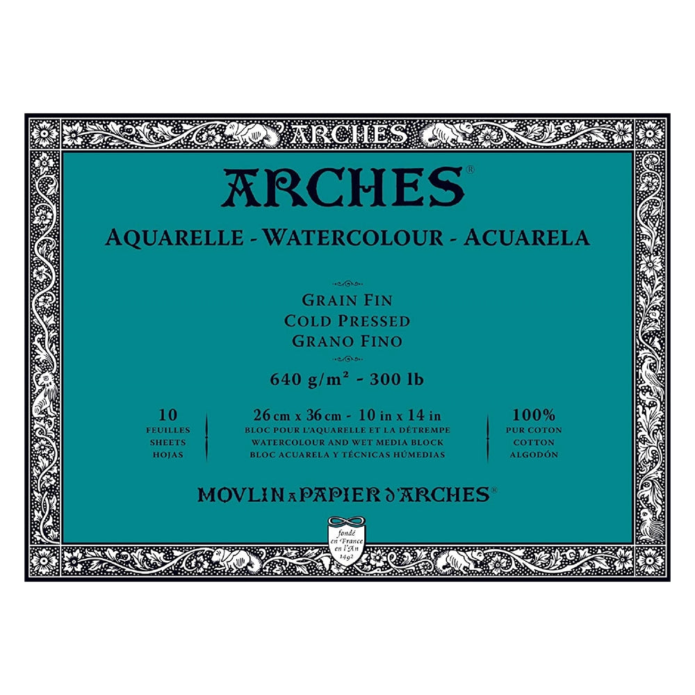 ARCHES Cold Pressed Block Natural White 640g 26x36cm Default Title