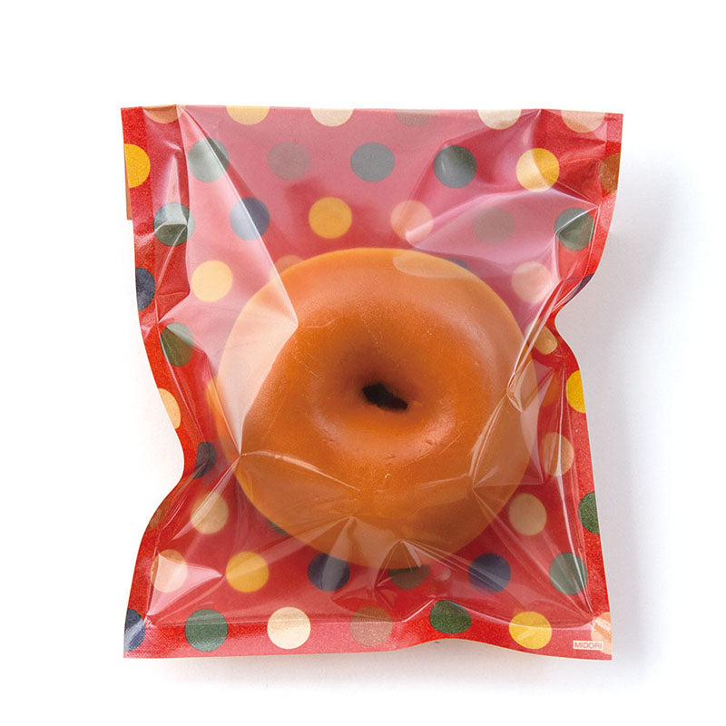 CHOTTO Clear Faced Bag M Kraft Multi Dot Red