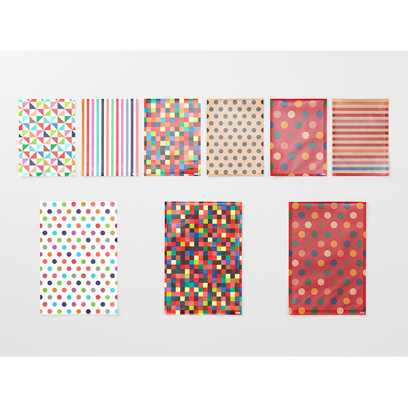 CHOTTO Clear Faced Bag M Kraft Multi Dot Red