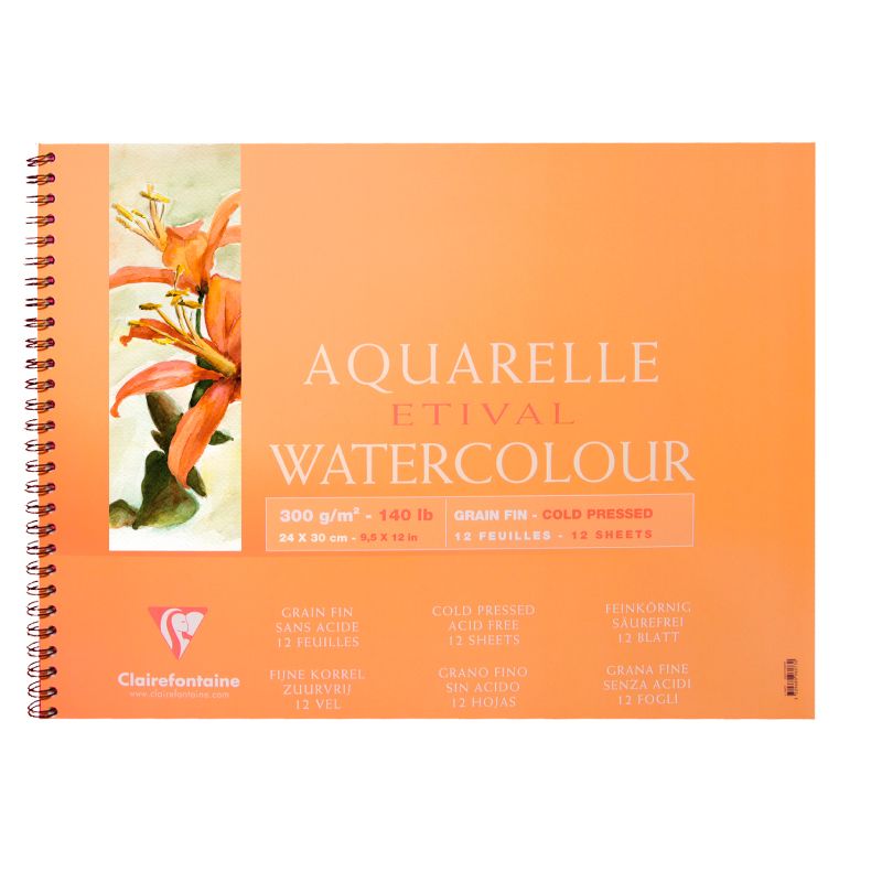 CLAIREFONTAINE Etival Wirebound Cold Pressed 300g 24x30cm 12s Default Title