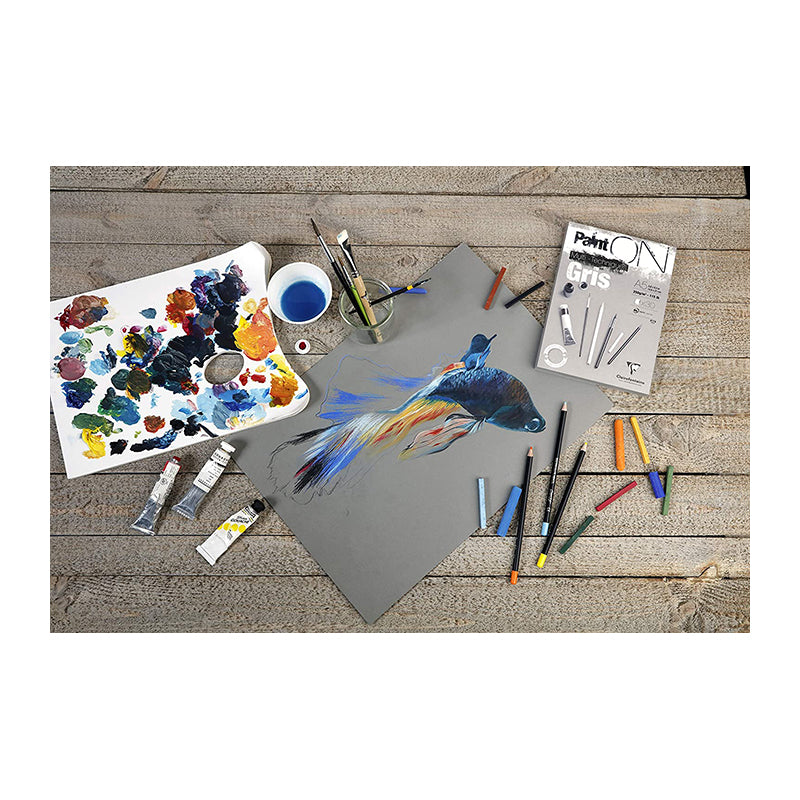 CLAIREFONTAINE Paint ON Sewn Pad A5 250g Grey Default Title