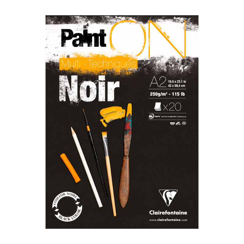CLAIREFONTAINE Paint ON Pad A2 250g Black 20s