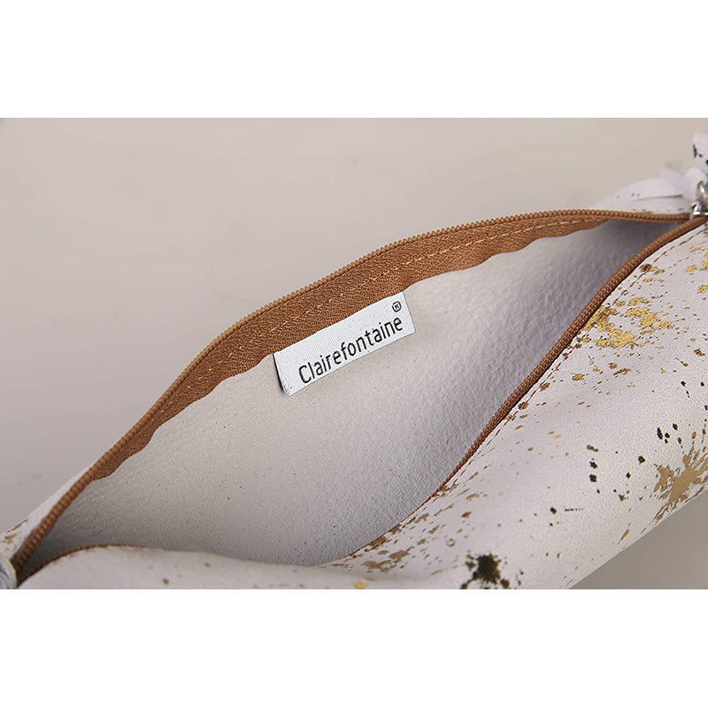 CLAIREFONTAINE Cosmicuir Suede Leather Pencil Case Rd Golden Default Title