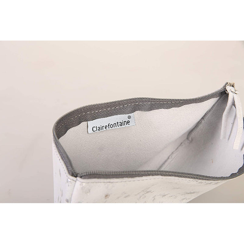 CLAIREFONTAINE Cosmicuir Smooth Leather Pencil Case Flt Silver Default Title