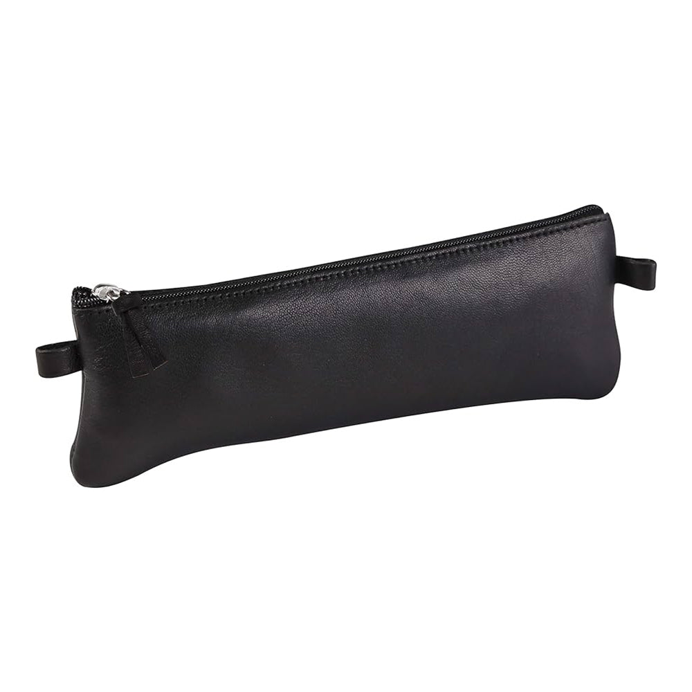 CLAIREFONTAINE Black Leather Pencil Case Flat