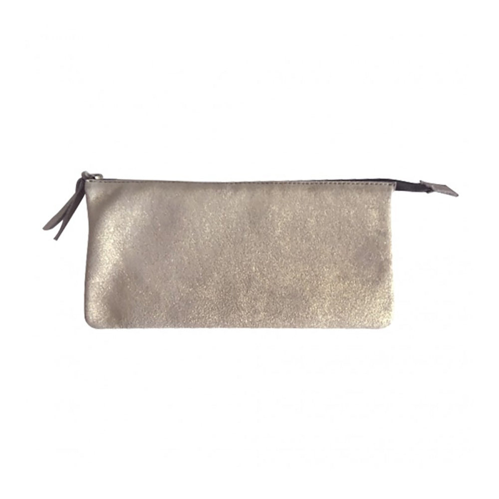 CLAIREFONTAINE Plume Leather Pencil Case Flat w/2 comp 22x11cm