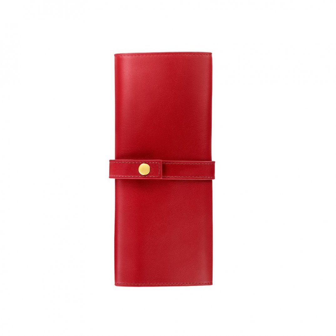 JACQUES HERBIN Leather Big Pencil Case-Red